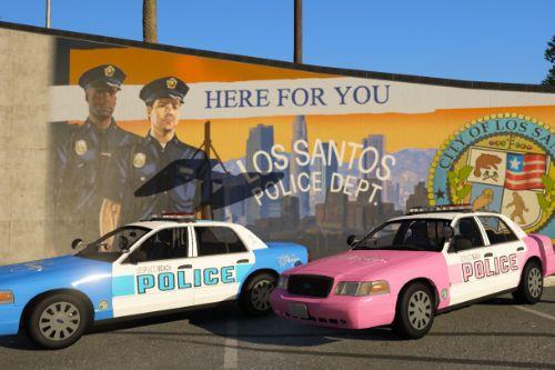 Breast cancer and prostate cancer awearness liveries for Police Crown Victoria